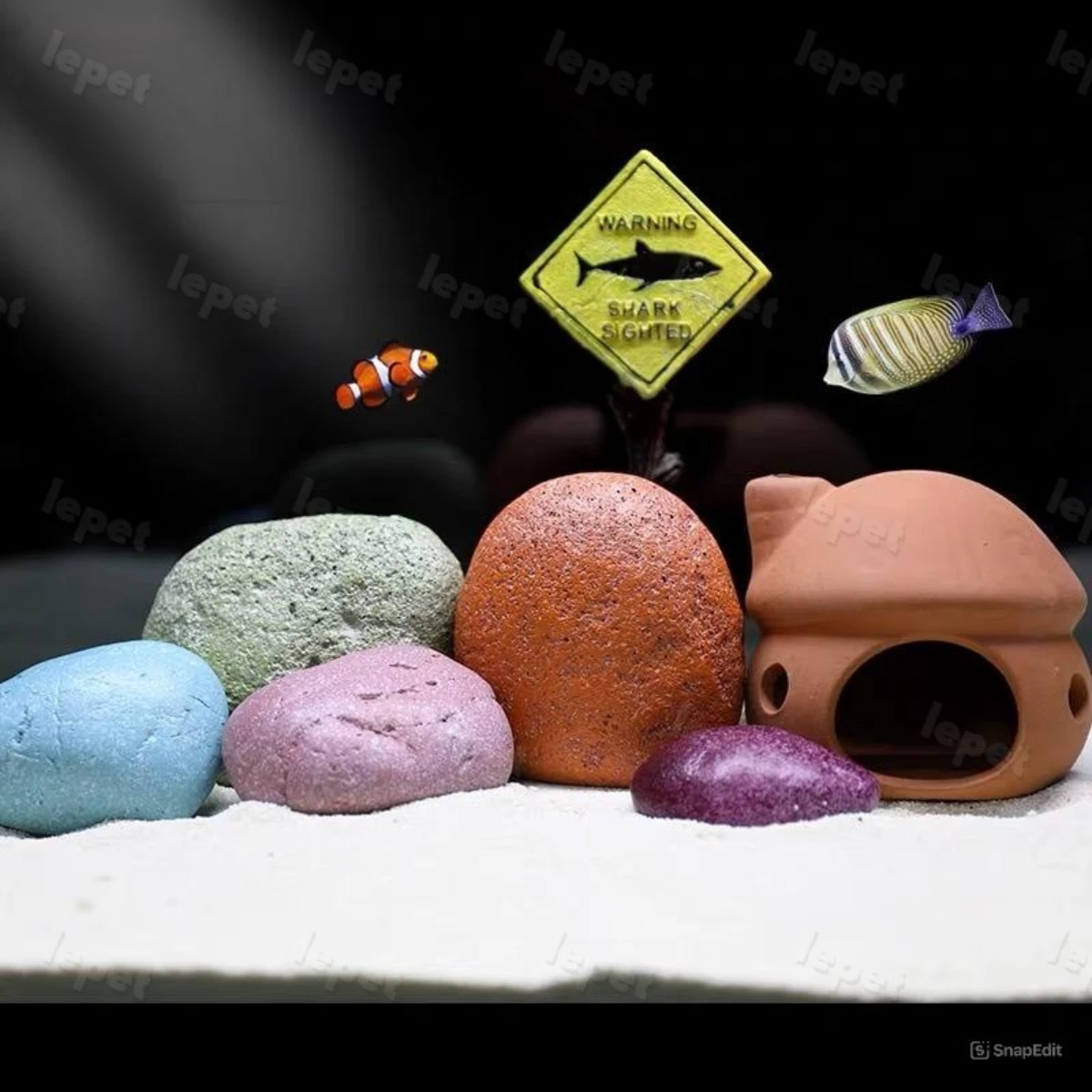LEPET Hiasan Aquarium PJ38 / Tangki Ikan Iansekap Bebatuan Dekorasi Resin Ornamen Simulasi Batu foto 2