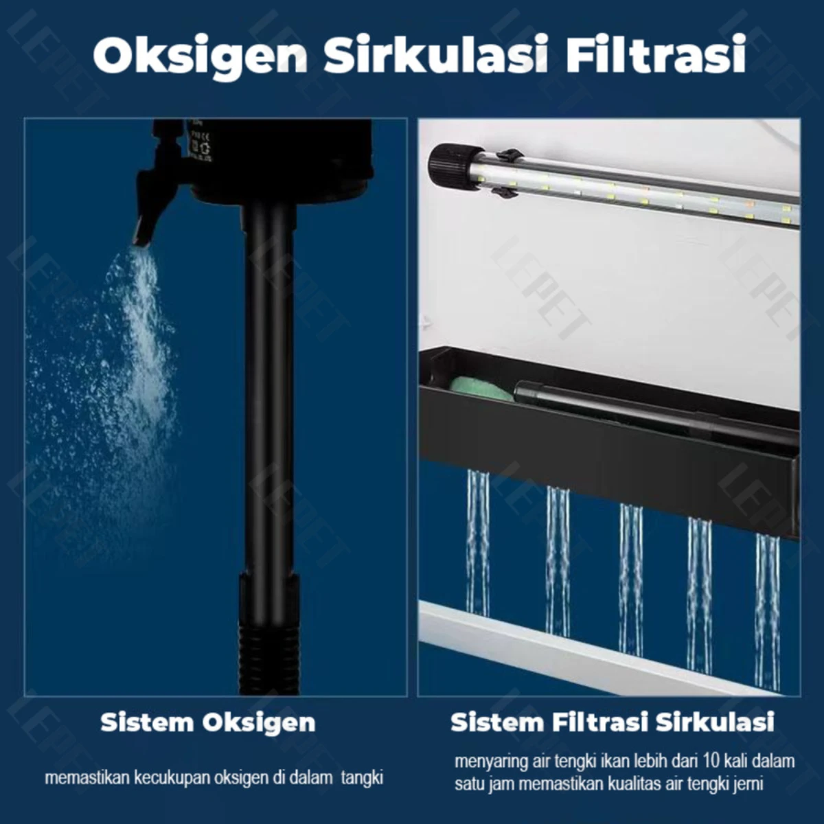LEPET Akuarium Ikan 320/400/520/620 Tangki Ikan Mini Dengan Filter Dan Lampu Led foto 3