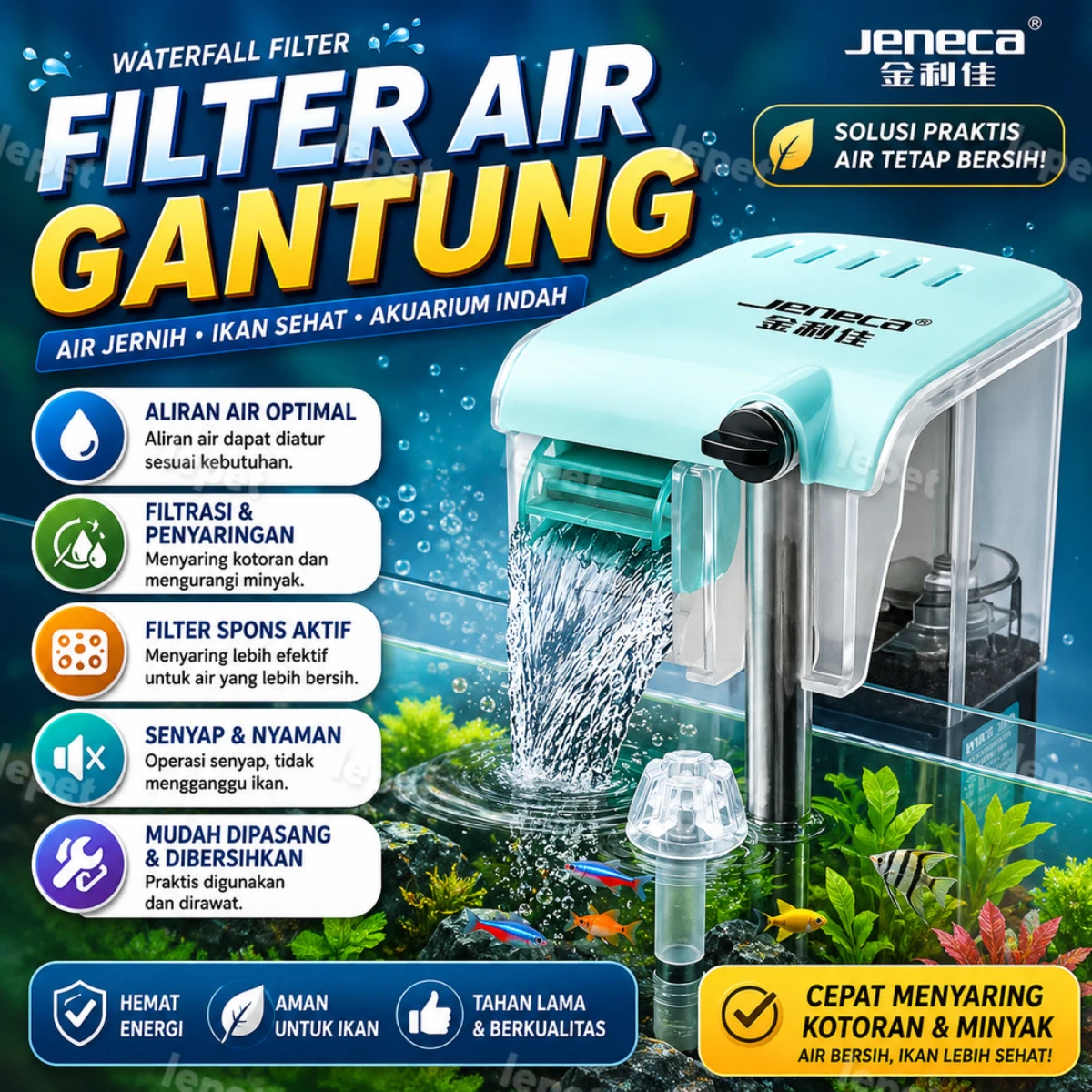 LEPET Filter Gantung JJ 03 / JJ 04 Hanging Filter Aquarium 3 Watt/6Watt Aquascape foto 4