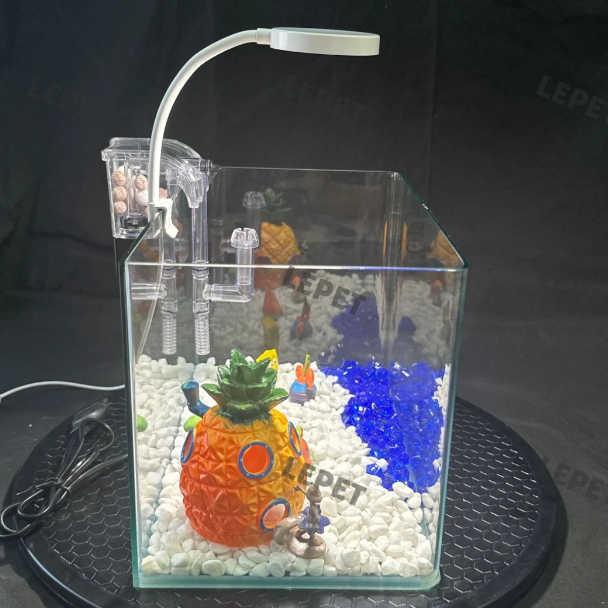 LEPET AQUARIUM SET SPONGEBOB 30CM / AQUARIUM MELENGKUNG / AQUASCAPE / AQUARIUM BENDING foto 5