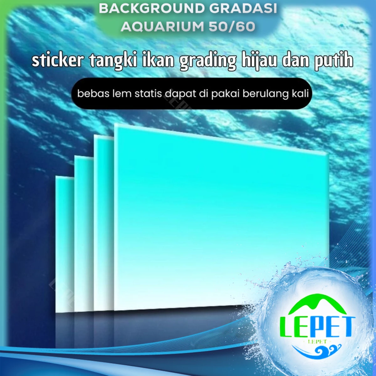 LEPET Background Aquarium GRADASI, 50/60 Stiker Aquarium , Wallpaper Aquarium, Aquascape, Stiker belakang aquarium