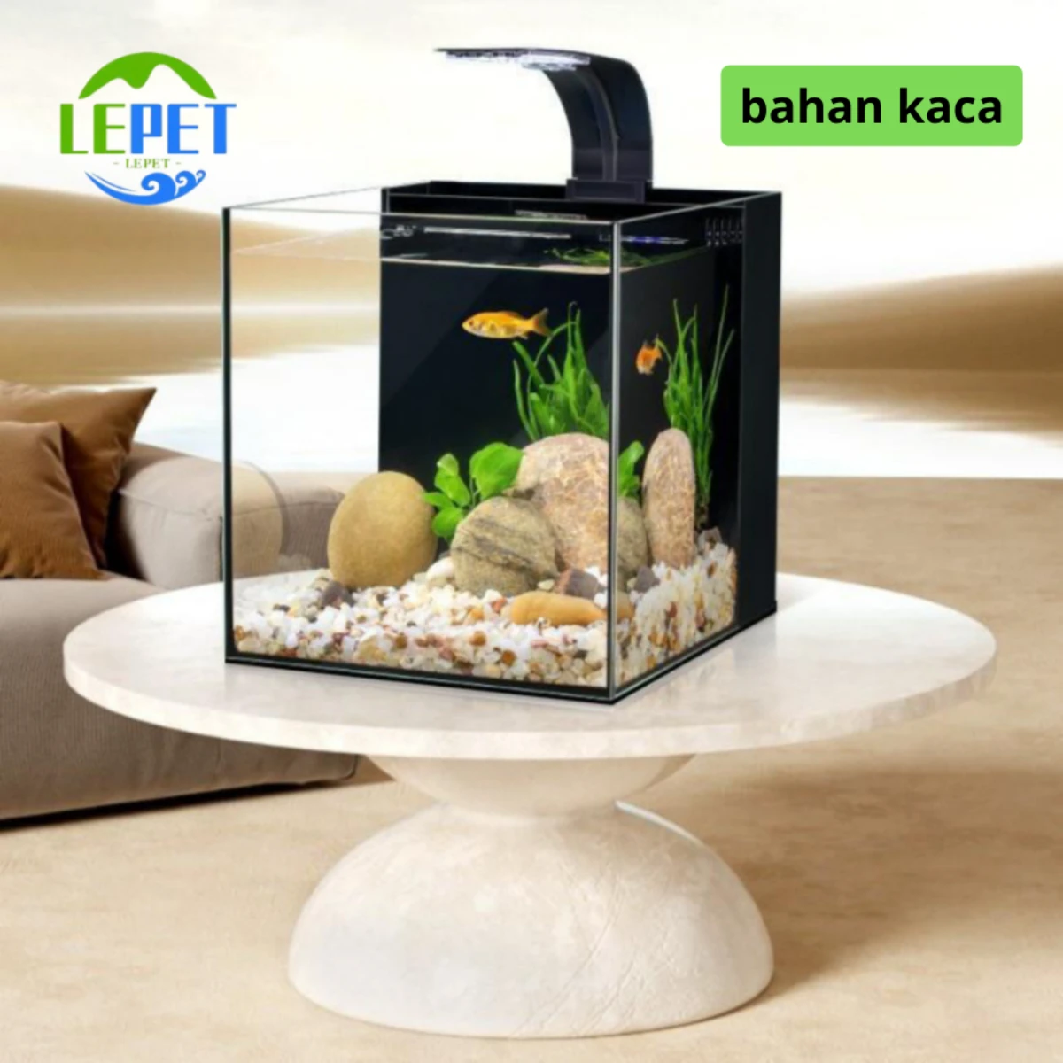 LEPET Akuarium Ikan Mini BL 25/30/40/50/60 Tangki Ikan Mini Dengan Filter Dan Lampu Led foto 5