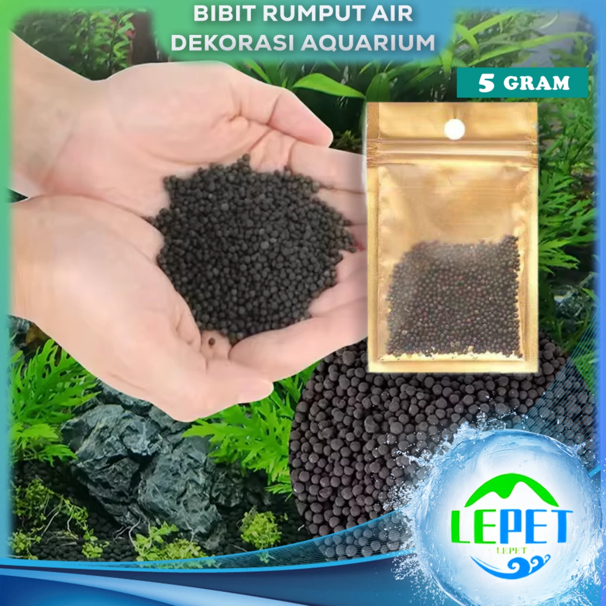 LEPET Bibit Rumput Air Dekorasi Aquarium Landscape Ornament 5g