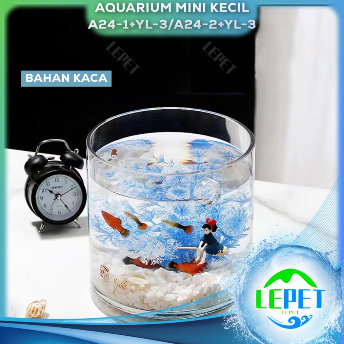 LEPET AQUARIUM MINI KECIL A24-1 + YL-3 / A24-2 + YL-3 AKUARIUM IKAN CUPANG HIAS