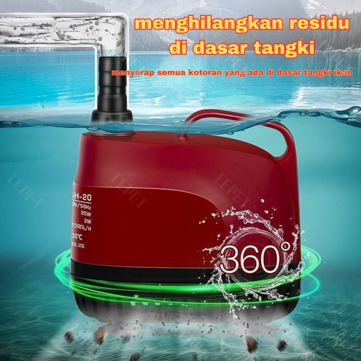 LEPET Pompa Celup Hidroponik Pompa Air AH45/AH60/AH90/AH120 foto 7