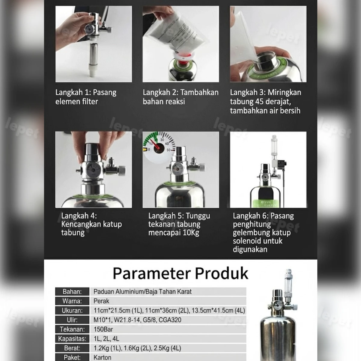LEPET Tabung Co2 DIY CISOD WY-40 / Generator tabung cylinder solenoid buble counter selenoid foto 5