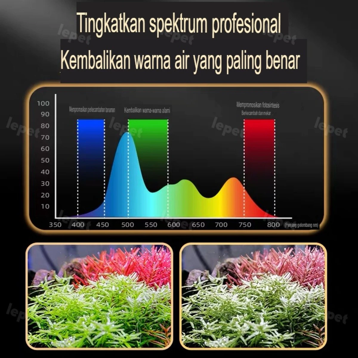 LEPET Lampu Aquarium LED FULL SPECTRUM STREAM TANK DOWNLIGHTS 80 watt Lampu Sorot Akuarium PJ74 Aquascape FloodLight foto 5
