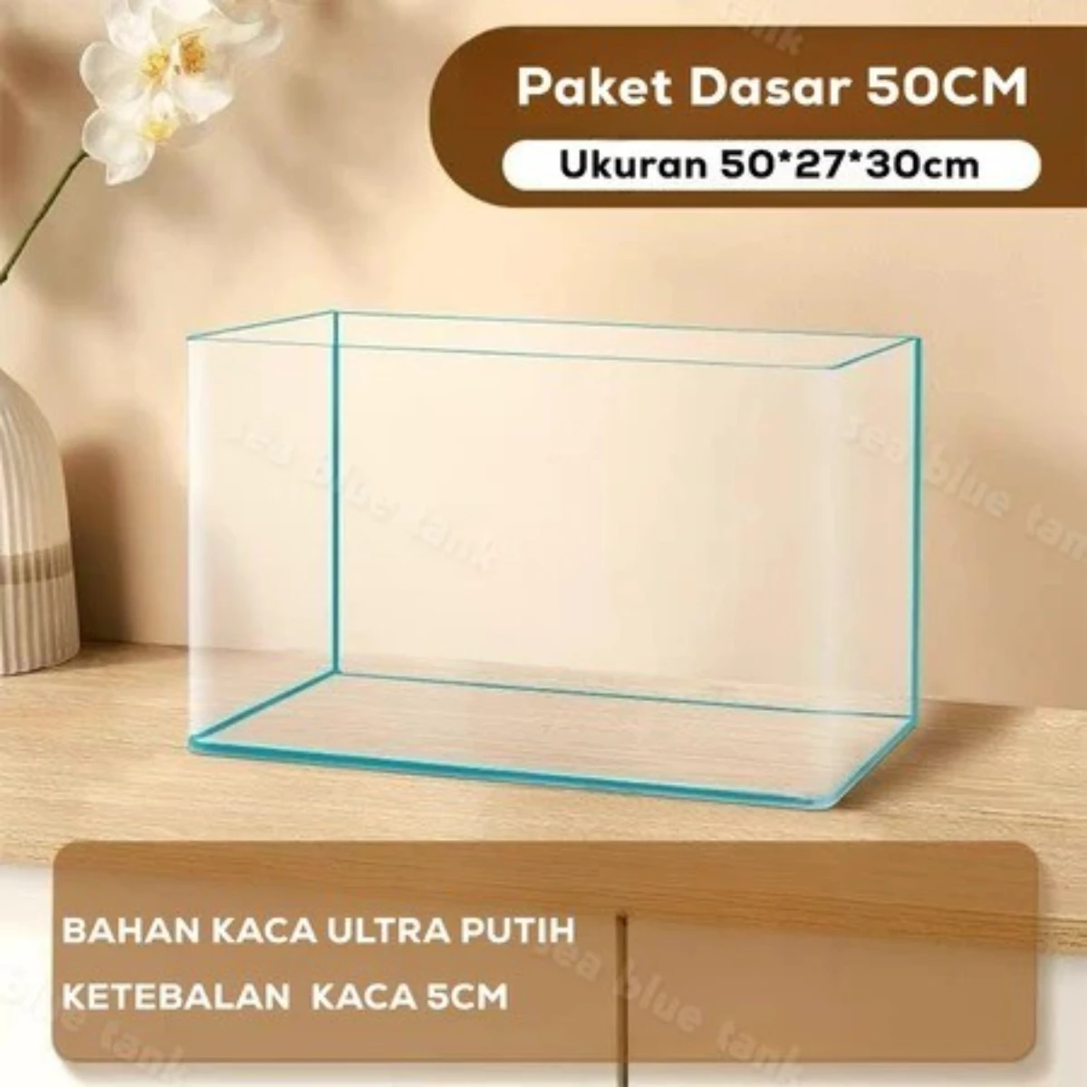 LEPET Akuarium Ikan Jr510 /SXTB514 (50/60 cm) Tangki Ikan Mini dengan bahan kaca bening melengkung foto 3
