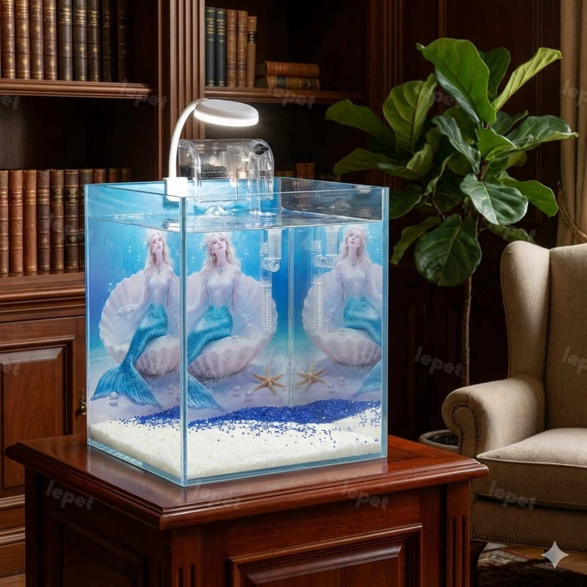 LEPET Akuarium Ikan JR 212 / Tempat Ikan / Aquarium Mini LENGKAP FILTER DAN LAMPU foto 3