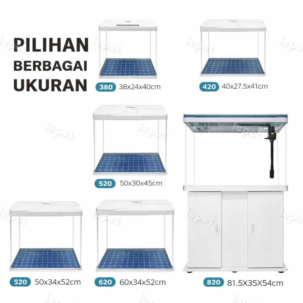 LEPET AQUARIUM PAKET MURAH DAN LENGKAP DENGAN MEJA PAM-420 / 520 / 620 / 820 / AQUARIUM SET CABINET foto 6