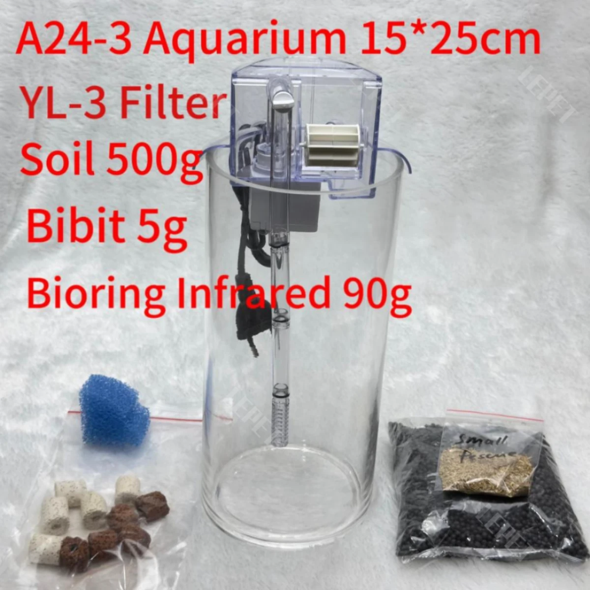 LEPET AQUARIUM MINI KECIL A24-3 + YL-3 / A24-4 +YL 3 AKUARIUM IKAN CUPANG HIAS foto 3