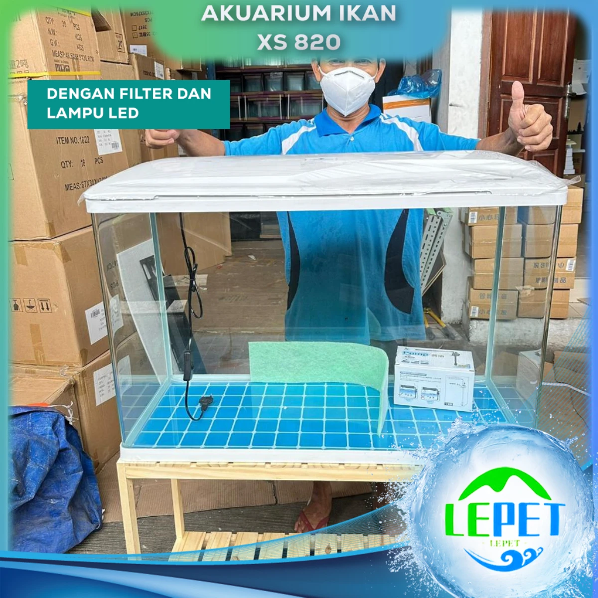 LEPET Akuarium Ikan XS 820 (80x33.5x58.5 cm)Tangki Ikan Mini Dengan Filter Dan Lampu Led foto 5