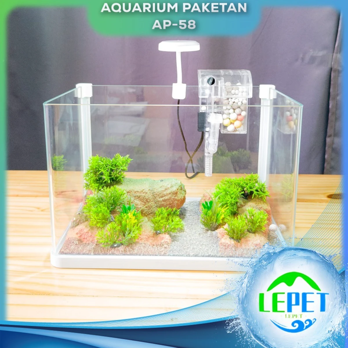 LEPET AQUASCAPE PAKET AP58 / AQUARIUM MELENGKUNG OPTIC CLEAR / AQUASCAPE / AQUARIUM BENDING SUPER BENING