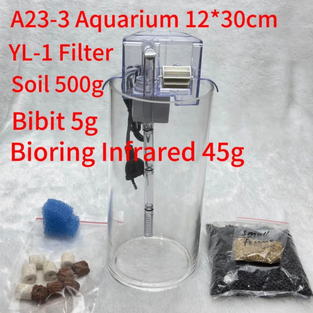 LEPET AQUARIUM MINI KECIL PAKET A22 / A23 +YL-1 AKUARIUM IKAN CUPANG HIAS / KURA-KURA foto 7