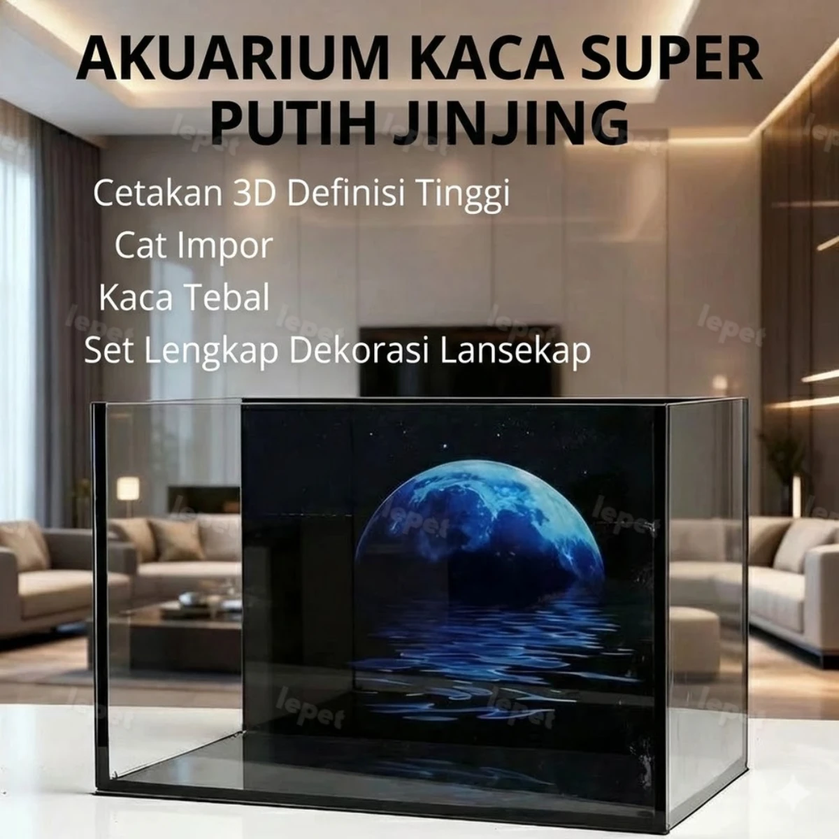 LEPET Akuarium Ikan PREMIUM JR516 / Tangki IkaN dengan bahan kaca super bening foto 5