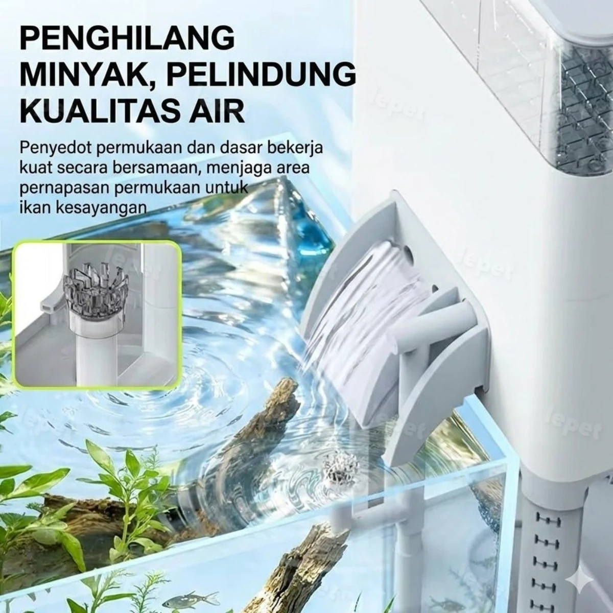 LEPET Filter 3-in-1 yang inovatif meningkatkan estetika GLS 21/22/31/32 pompa berkualitas tinggi terintegrasi di dalam kotak penampung. foto 6
