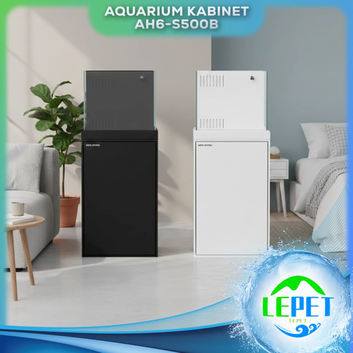 LEPET Akuarium laut baru dengan kaca ultra-jernih, filter bawah luapan, tangki persegi, cocok untuk penggunaan di rumah di ruang tamu / AH6-S500B