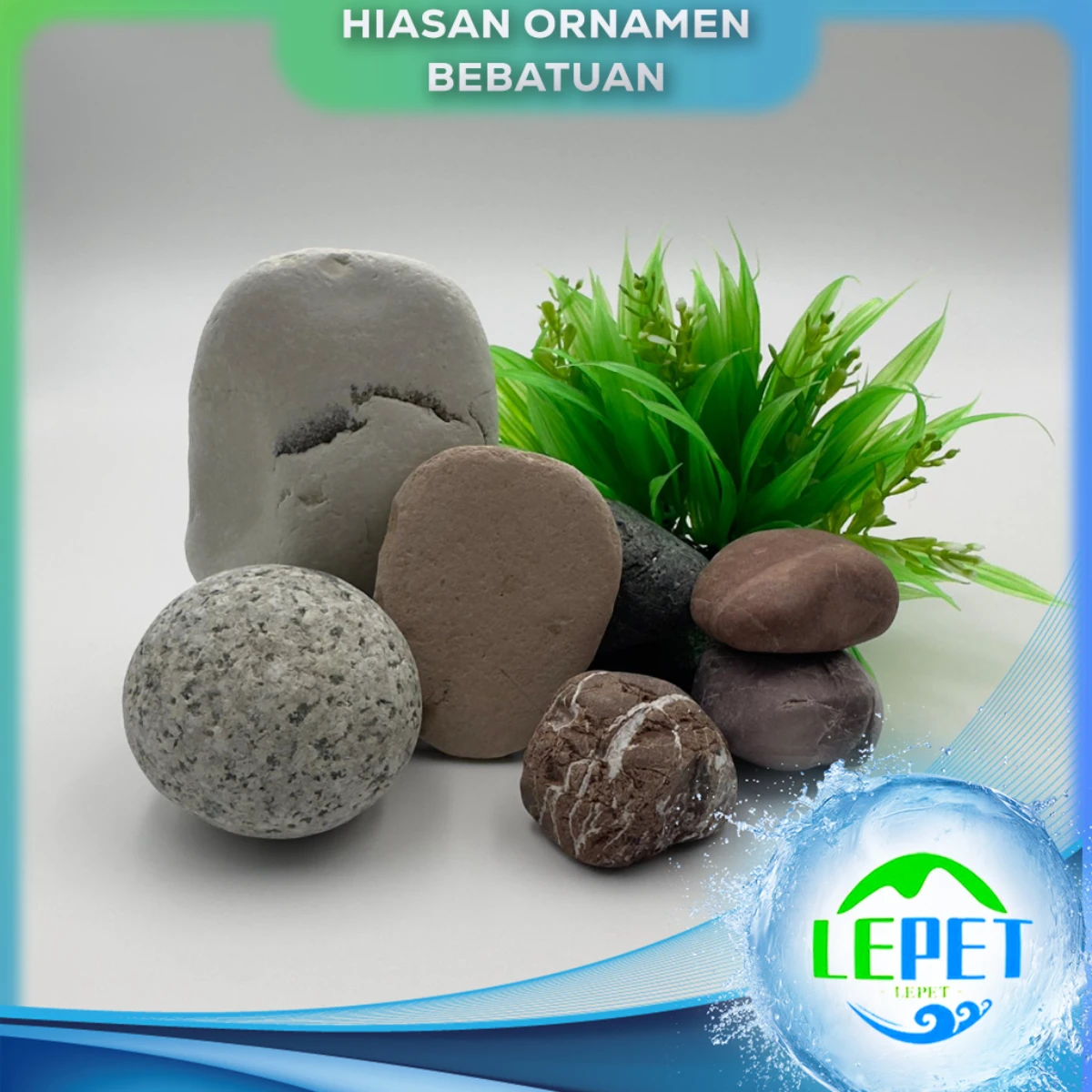 LEPET batu besar / pasir putih / batu panca warna acc aquarium