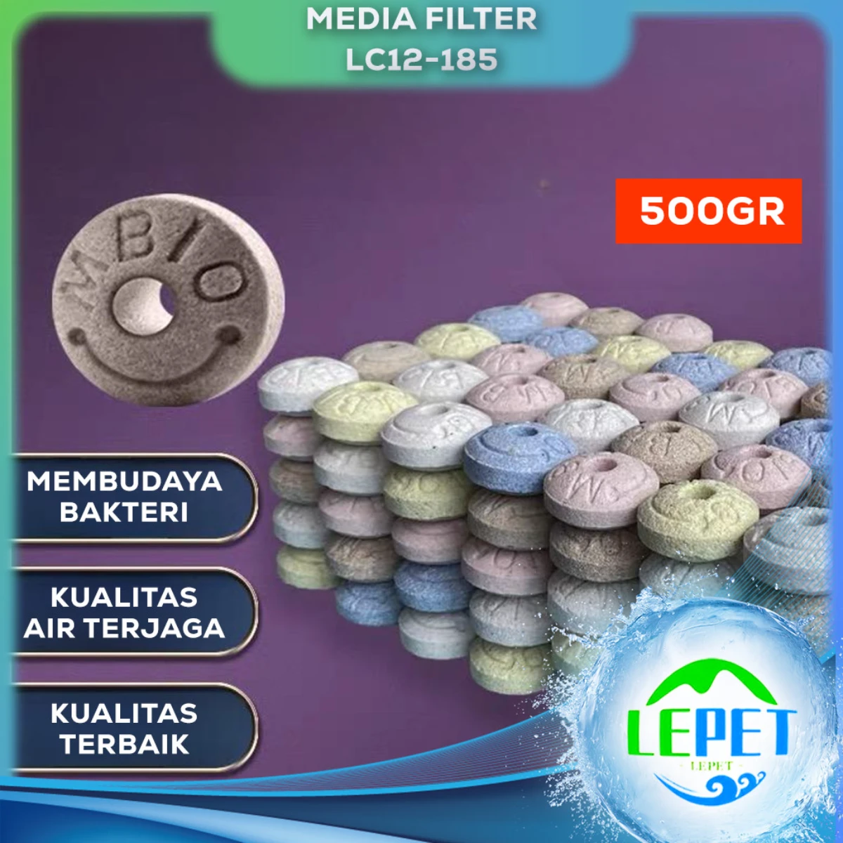 LEPET Nano Bio Sphere Ball LC012-185 /Media Filter Infrared Bacteria Ring Aquarium 500G-RANDOM