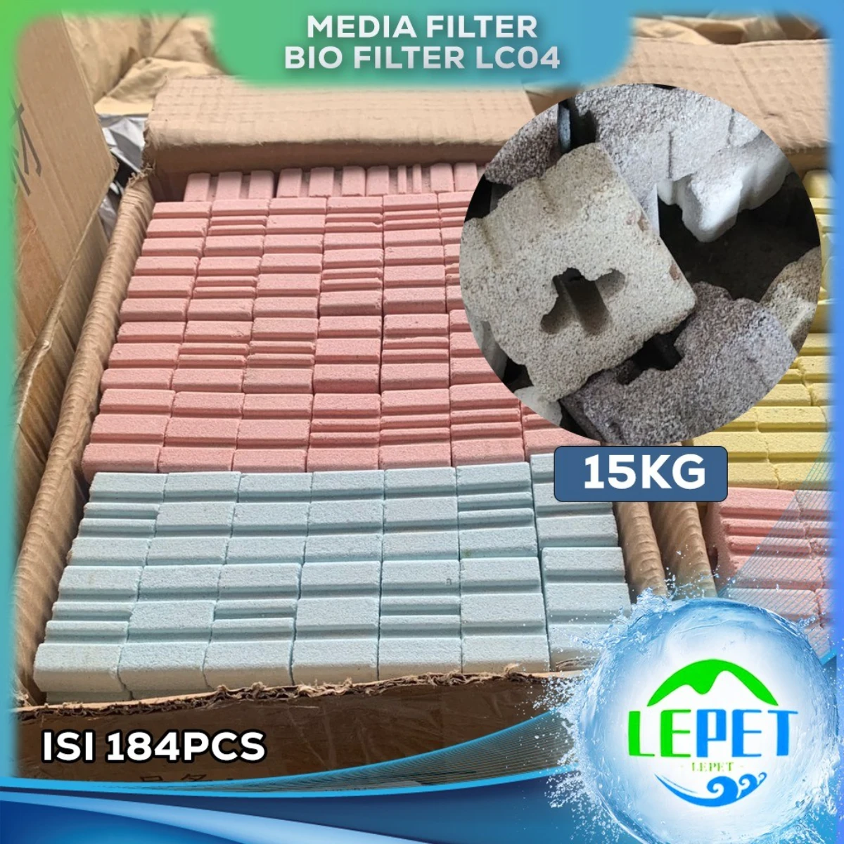 LEPET Media Filter Akuarium Aquablue Rumah Bakteri Penjernih Air PER KARUNG / PER DUS foto 5