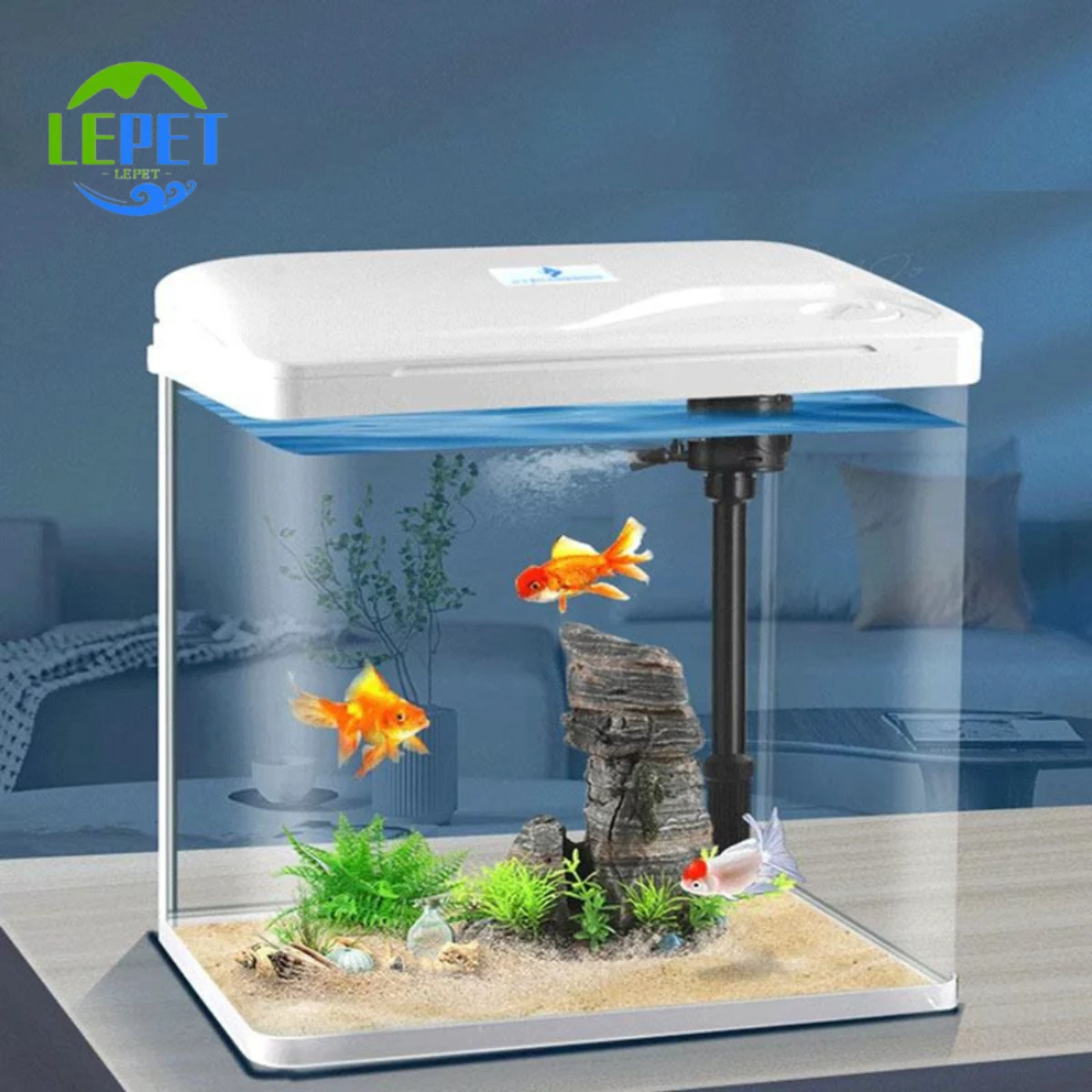 LEPET Akuarium Ikan XS 820 (80x33.5x58.5 cm)Tangki Ikan Mini Dengan Filter Dan Lampu Led foto 9