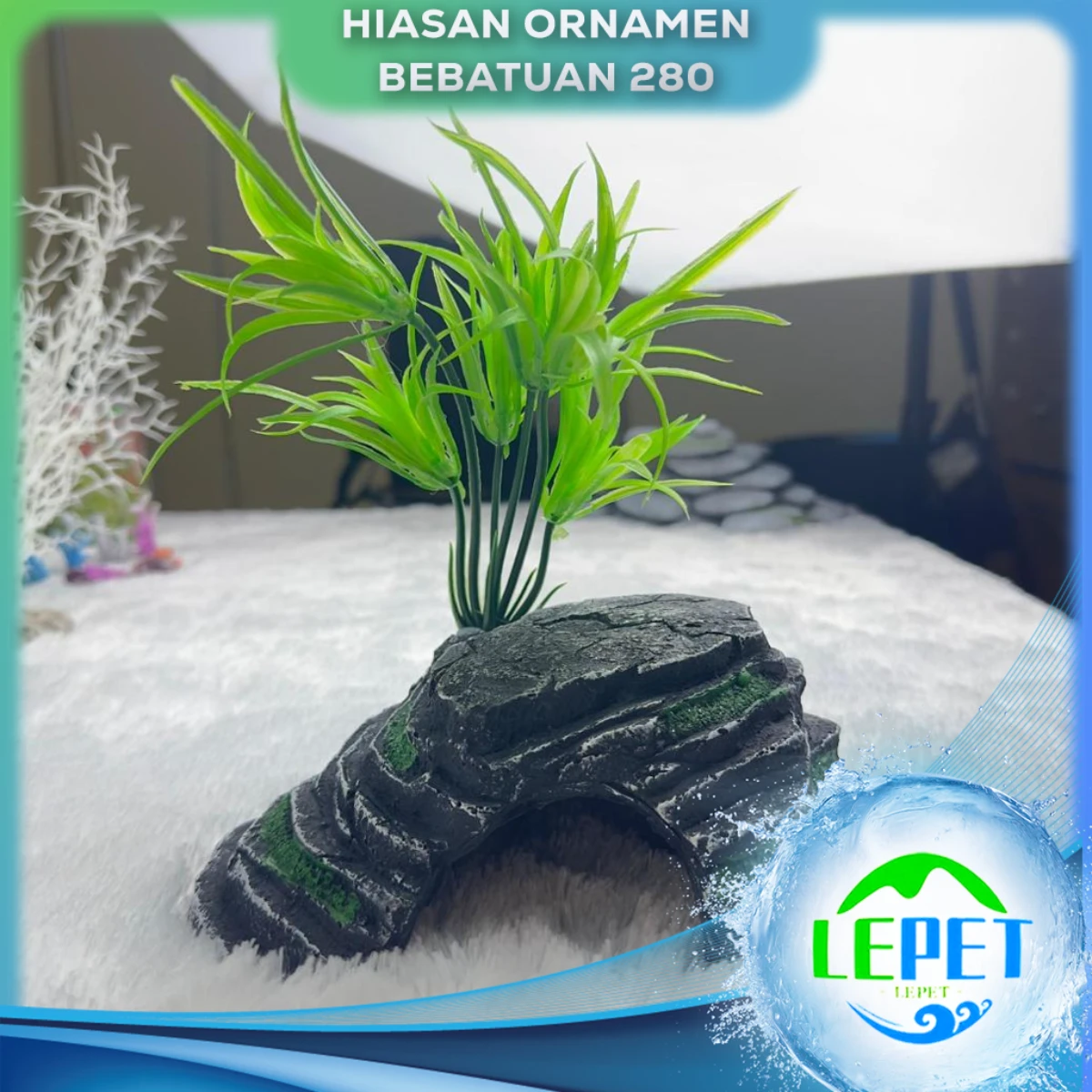 LEPET Hiasan Aquarium 280/ Tangki Ikan Iansekap Bebatuan Dekorasi Resin Ornamen Simulasi Batu