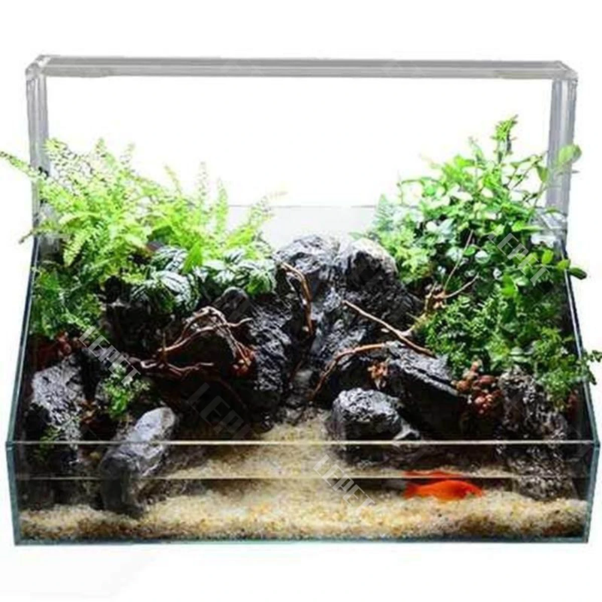 LEPET Akuarium Ikan Mini JR310 (40/50/60 cm) Tangki Ikan Mini dengan bahan kaca super bening foto 2
