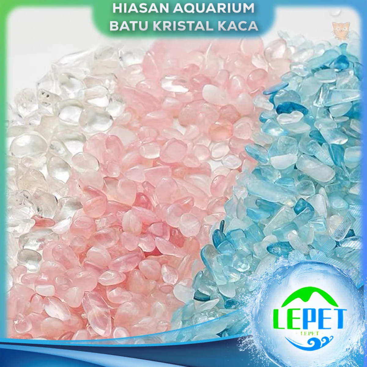 LEPET Batu Kristal kaca 3-5/5-5/19-5/7-5/16-5/16-3/7-3/22-5/ Ice Stone Aquarium /batu kaca crystal hiasan aquarium