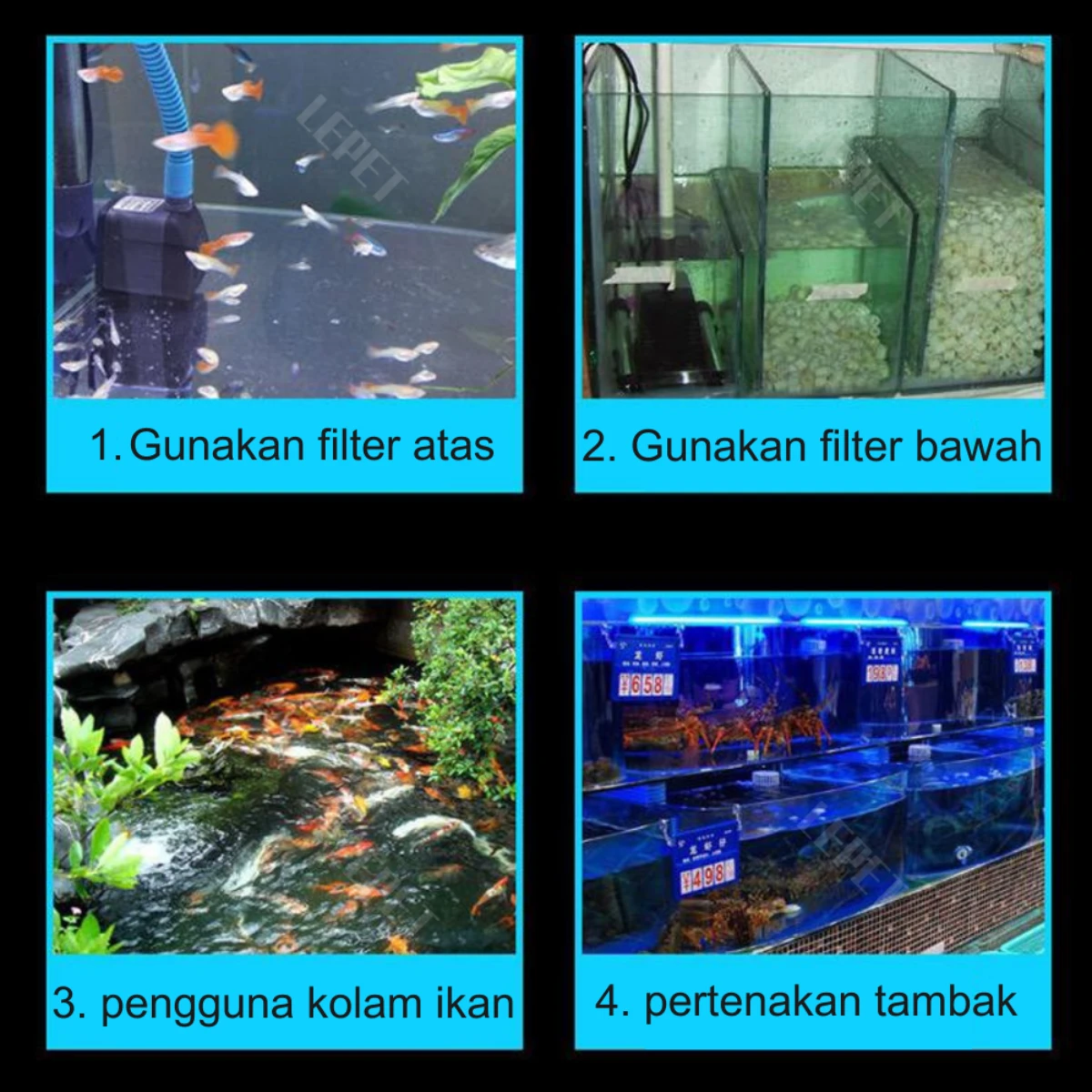 LEPET Pompa Celup Filter Aquarium Hidroponik Low Watt SZ450 /SZ500 /SZ388 /SZ399 /SZ4200 foto 3