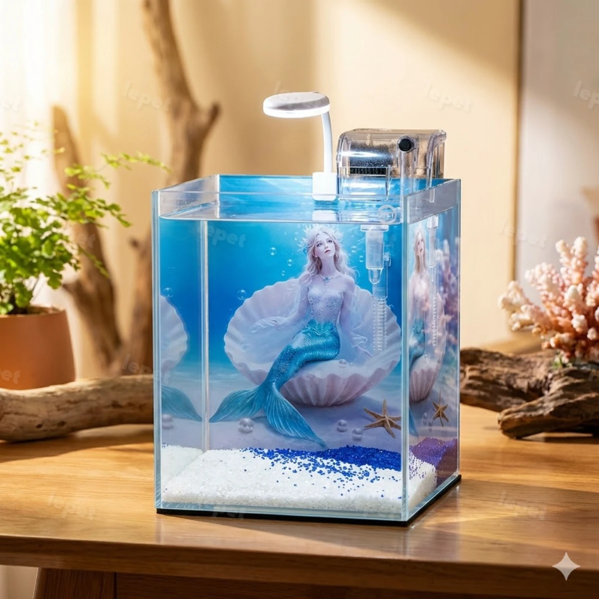 LEPET Akuarium Ikan JR 212 / Tempat Ikan / Aquarium Mini LENGKAP FILTER DAN LAMPU foto 6