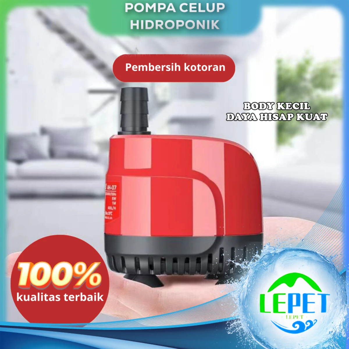 LEPET Pompa Celup Hidroponik Pompa Air AH07/AH11/AH15/AH20/AH35